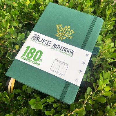Блокнот в точку А5 для Bullet Journal Зеленый с текстильной обложкой 80 листов 180 г/м² (BUKE-015)