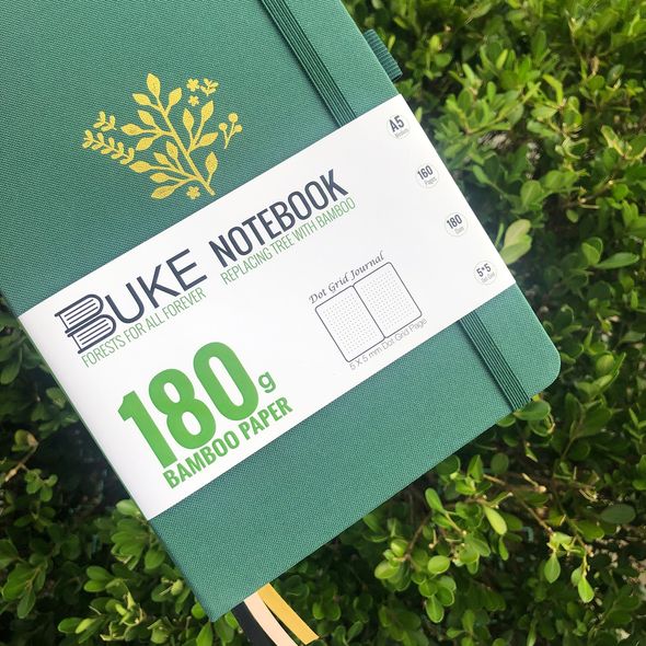 Блокнот в крапку А5 для Bullet Journal Зелений з текстильною обкладинкою 80 аркушів 180 г/м² (BUKE-015)