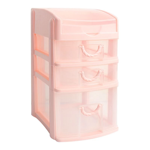 Пластмасовий органайзер для канцелярії 27х18х15 см 3 відсіку Рожевий