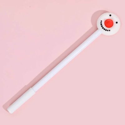 Гелевая ручка новогодняя белая Снеговик 18 см Черная паста