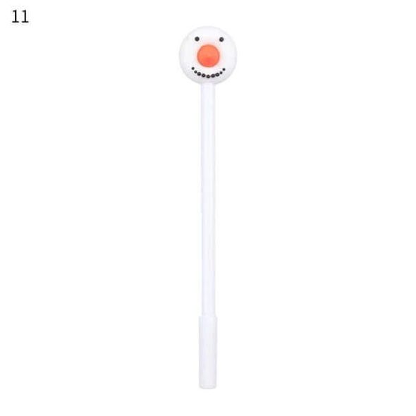 Гелева ручка новорічна біла Сніговик 18 см Чорна паста