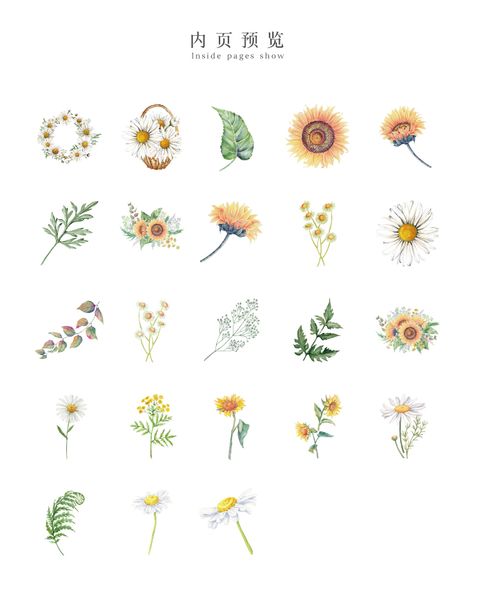 Набор стикеров Весенние цветы 46 шт