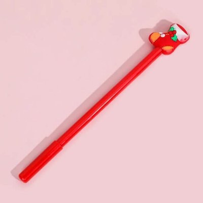 Гелева ручка новорічна червона Шкарпетка 18 см Чорна паста