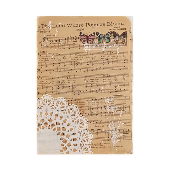 Бумага для скрапбукинга крафтовая 12х17 см Музыкальные ноты 25 листов (SCD-7265)