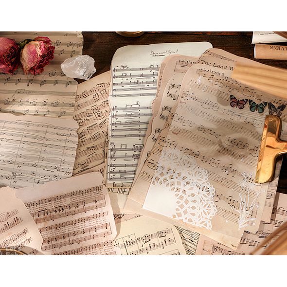 Папір для скрапбукінгу крафтовий 12х17 см Музичні ноти 25 аркушів (SCD-7265)