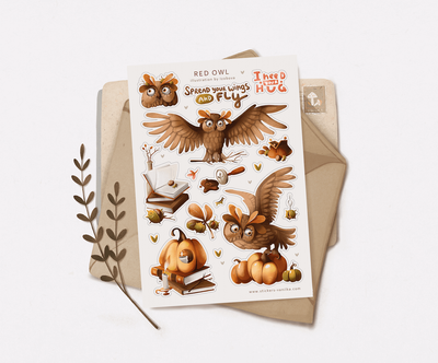 Сет стікерів від Stickers Vanilka Red owl 10х15 см