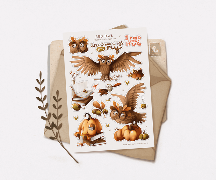 Сет стікерів Stickers Vanilka Red owl 10х15 см