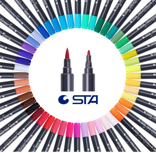 Профессиональные фломастеры для рисования STA 3110 набор 24 шт
