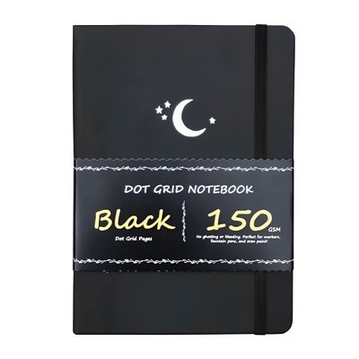 Блокнот в крапку А5 для Bullet Journal Чорний з чорними сторінками 80 аркушів 150 г/м² (BUKE-0056)