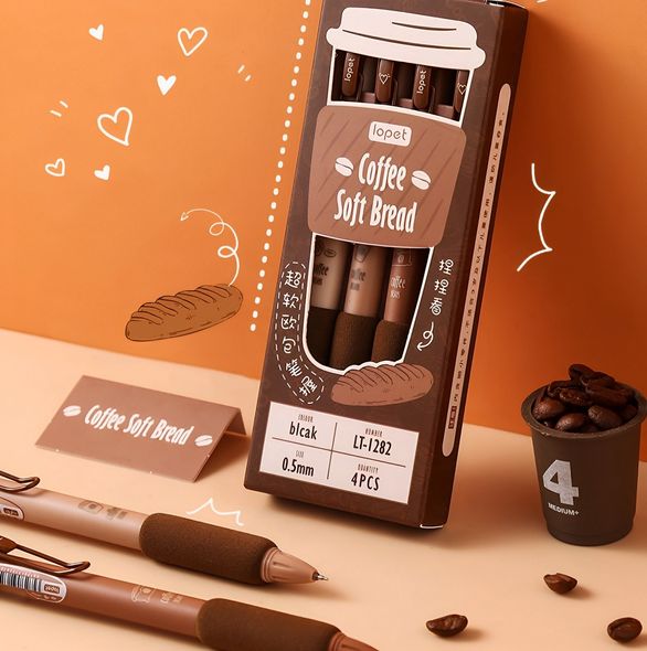 Гелеві ручки 0.5 мм Lopet Coffee набір 4 штук (LT1282)