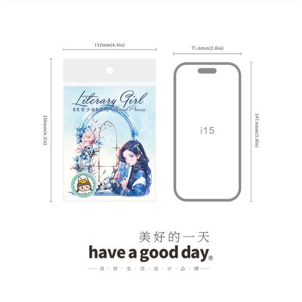 Набор стикеров Have a good day Девушка с книгой 10 шт (MHD-WXSN001)