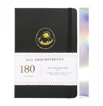 Блокнот в точку А5 для Bullet Journal Черный с серебристым срезом 80 листов 180 г/м&sup2;