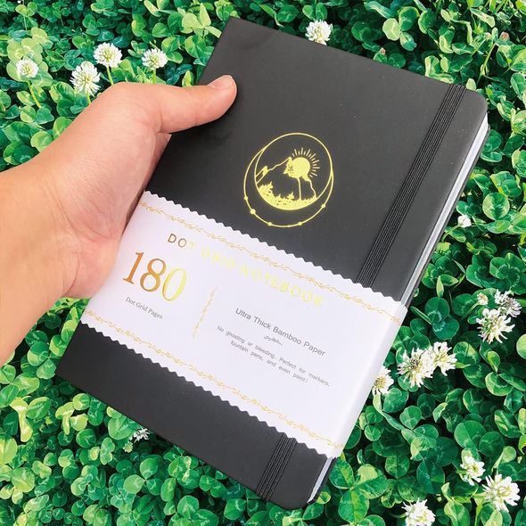 Блокнот в точку А5 для Bullet Journal Черный с серебристым срезом 80 листов 180 г/м&sup2;