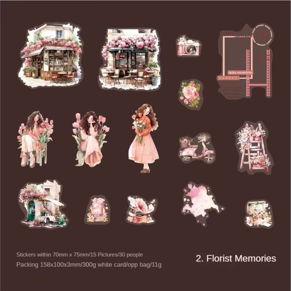 Набор стикеров YANJI Flower Memories 30 шт (MG051-0022)