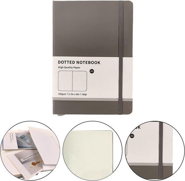 Блокнот в точку A5 для Bullet Journal Серый 160 страниц 100 г/м&sup2;
