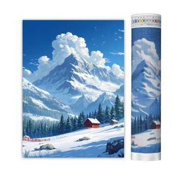 Набор для алмазной мозаики с аксессуарами Хижина в снегах 24,5х34,5 см