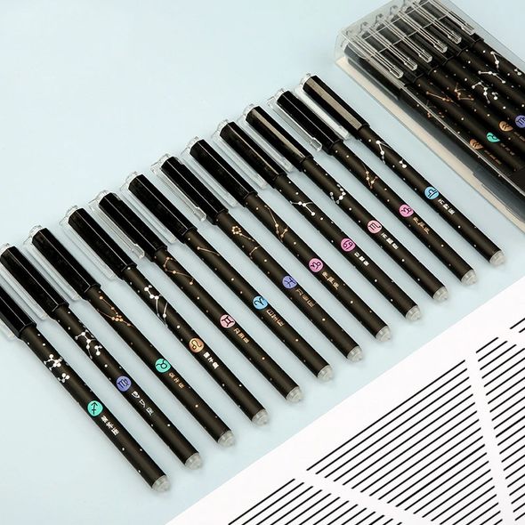 Гелеві ручки пиши-стирай 0,5 мм ZUIXUA набір 12 штук Сузір'я (K1364)