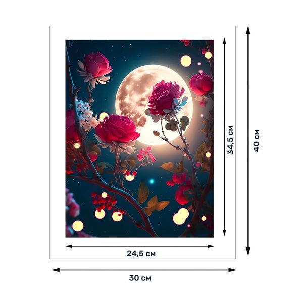 Набор для алмазной мозаики с аксессуарами Розы и луна 24,5х34,5 см (ART-M-SP89)