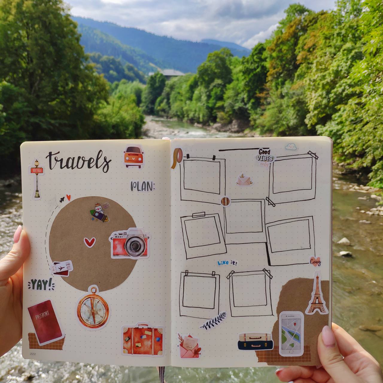 Трекеры путешествий в формате фотокарточек bullet journal